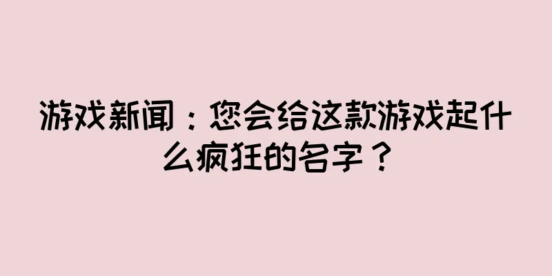 游戏新闻：您会给这款游戏起什么疯狂的名字？